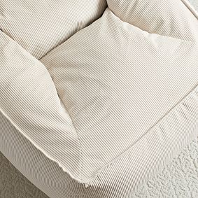 Large Corduroy Ivory Modern Bean Bag Lounger