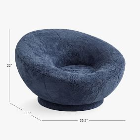Cozy Sherpa Indigo Groovy Swivel Chair