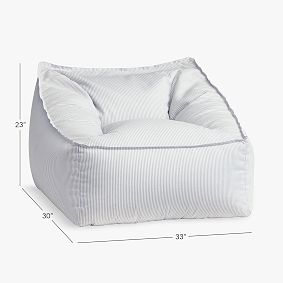Large Oxford Stripe Chambray Modern Bean Bag Lounger