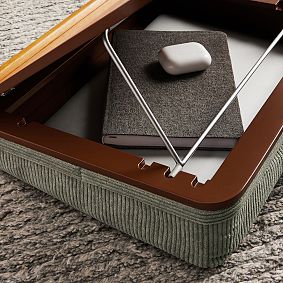 Adjustable Corduroy Lapdesk with Storage-Dusty Olive