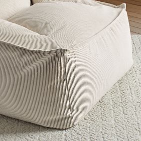 Large Corduroy Ivory Modern Bean Bag Lounger