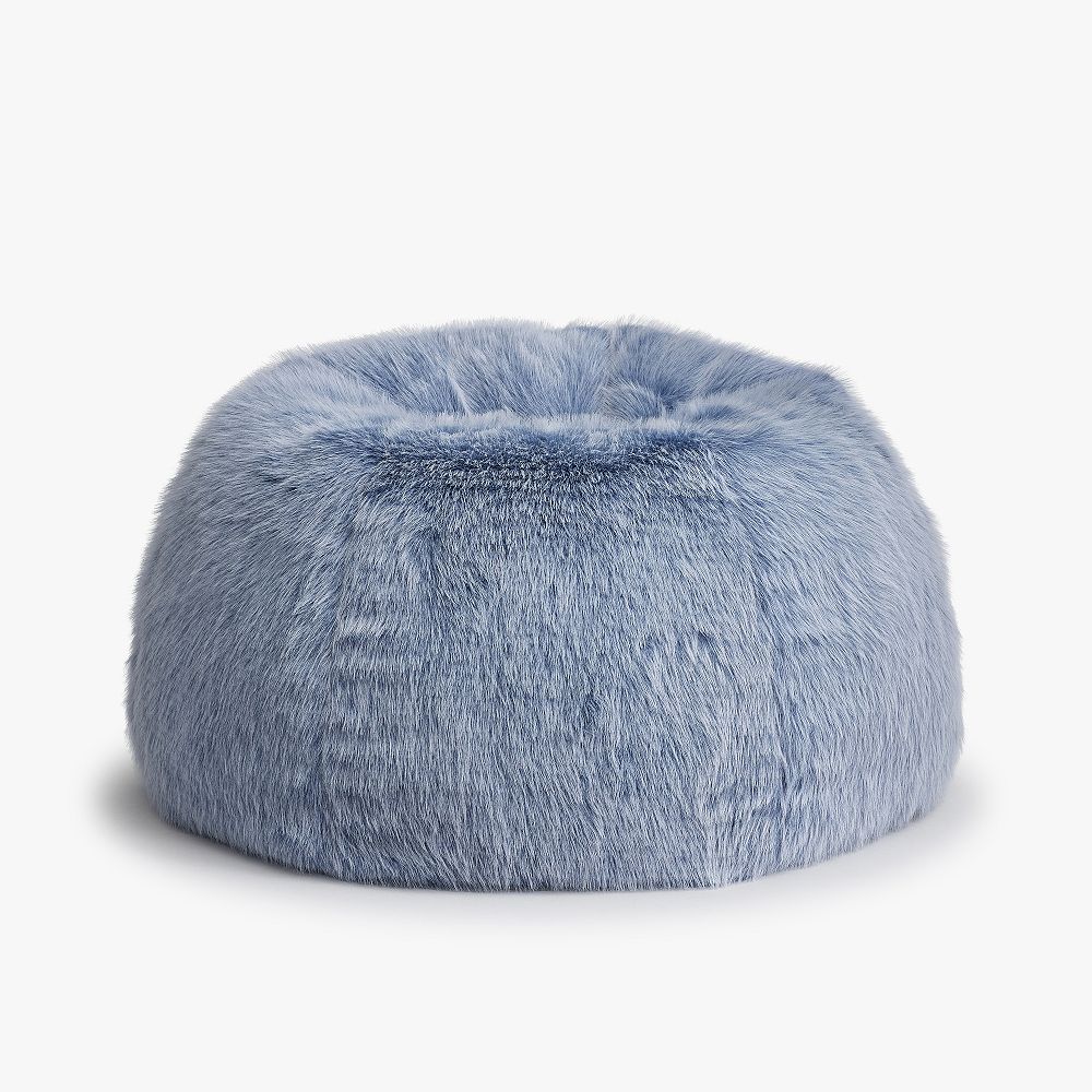 Feathery Faux Fur Chambray Bean Bag Chair Slipcover Only