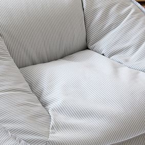 Large Oxford Stripe Chambray Modern Bean Bag Lounger