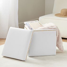 Square Storage Ottoman with Nailheads