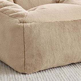 Large Badgley Fur Sand Modern Bean Bag Lounger