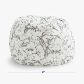 Large Faux-Fur Marble Bean Bag Chair
