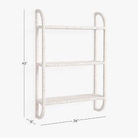3-Tier Whitewash Coastal Rattan Bookcase
