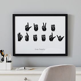 Live Freely Signing Hands Framed Art