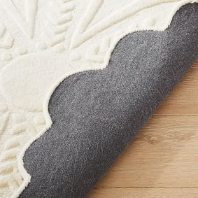 Shaped Recycled Wool Floral Rug