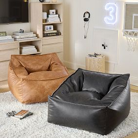 Large Faux Leather Charcoal Modern Bean Bag Lounger