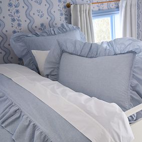 Chambray Ruffle Organic Duvet Cover