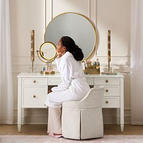 Kennedy Pleated Swivel Vanity Stool