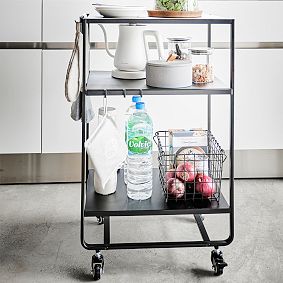 Metal Rolling Utility Cart with Hooks (20&quot;x32&quot;)