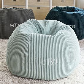 Large Chamois Porcelain Blue Bean Bag Chair