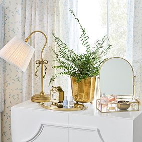 Andi Glass And Gold Vanity Mirror With Storage (10&quot;x10&quot;)