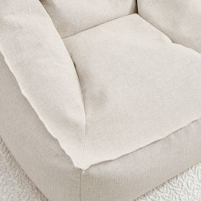 Large Eco-Performance Textured Weave Oat Modern Bean Bag Lounger