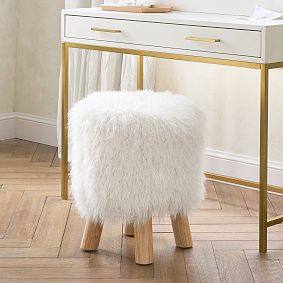 Mongolian Faux Fur Accent Stool
