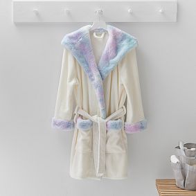 Tie-Dye Faux-Fur Collar Robe
