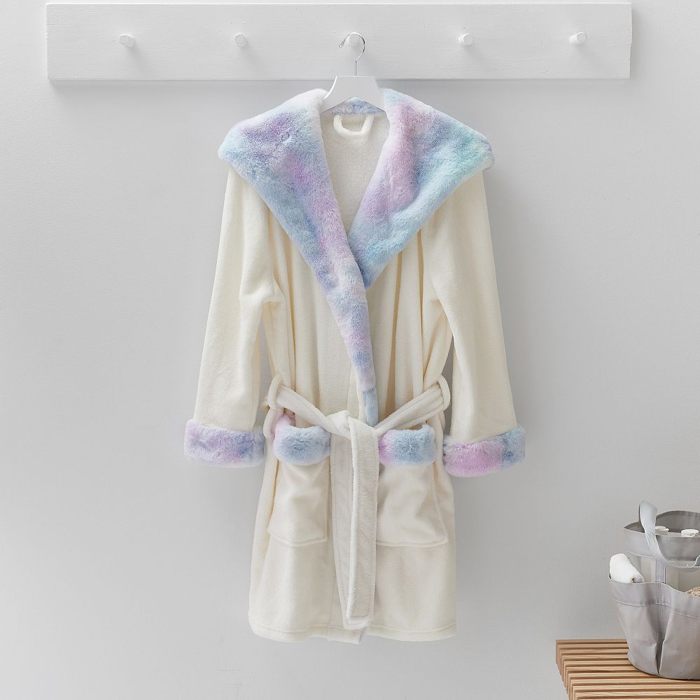 Tie-Dye Faux-Fur Collar Robe