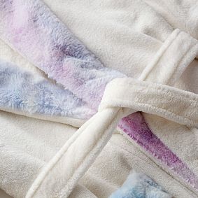 Tie-Dye Faux-Fur Collar Robe