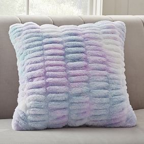 Tie-Dye Ruched Faux-Fur Pillow