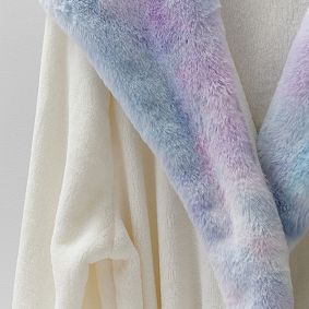 Tie-Dye Faux-Fur Collar Robe