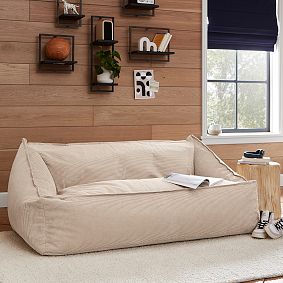 Corduroy Latte Double Modern Bean Bag Lounger