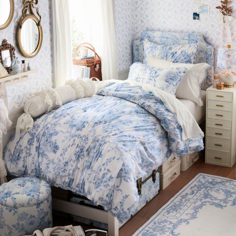 LoveShackFancy Blue Blooms Dorm Room