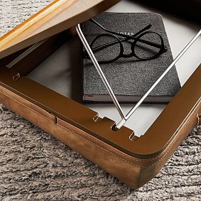 Adjustable Faux Leather Lapdesk with Storage-Caramel