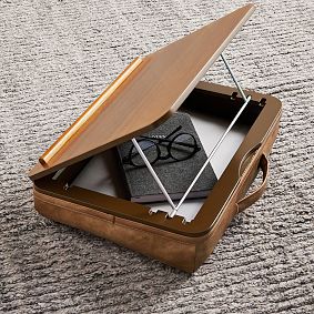 Adjustable Faux Leather Lapdesk with Storage-Caramel