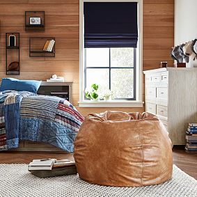 Large Faux Leather Caramel Bean Bag Chair