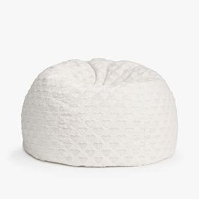 Large Ivory Sweetheart Faux Fur Bean Bag Chair Slipcover Only