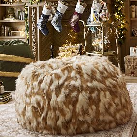 Large Statement Faux Fur Multicolour Bean Bag Chair Slipcover Only