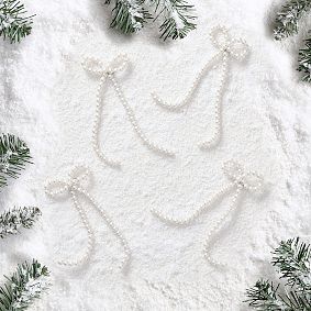 LoveShackFancy Pearl Bow Ornaments - Set of 4
