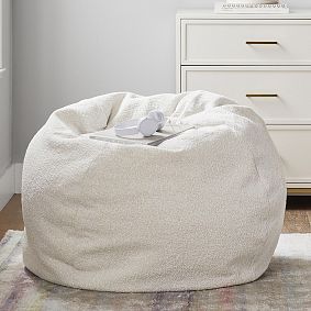 Large Chunky Boucle Ivory Bean Bag Chair