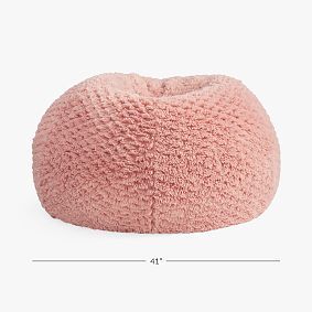 Large Cloud Faux Fur Blush Bean Bag Chair Slipcover Only