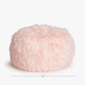 Large Himalayan Faux Fur Blush Bean Bag Chair