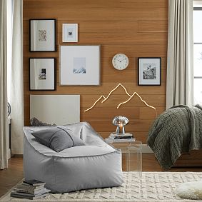 Large Flannel Light Gray Modern Bean Bag Lounger