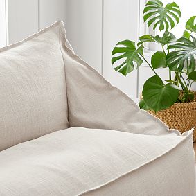 Double Eco Performance Textured Weave Oat Modern Bean Bag Lounger