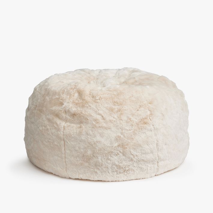 Furry White Bean Bag Chair And Canada Ivory Polar Bear Faux Fur