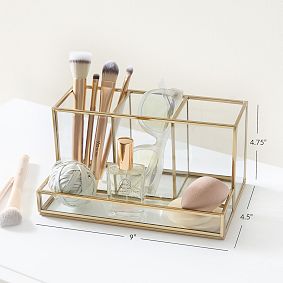 Andi Glass And Gold Brush Holder