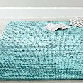 Textured Wool Rug - Pale Seafoam