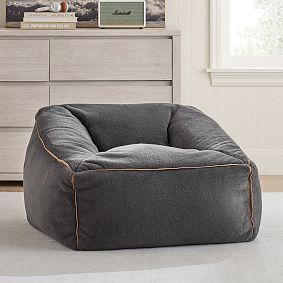 Large Camden Faux Fur Charcoal Modern Bean Bag Lounger