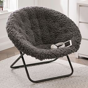 Jumbo Sherpa Warm Charcoal Hang-A-Round Chair