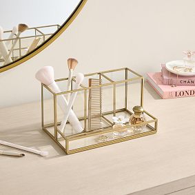Andi Glass And Gold Brush Holder