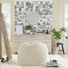 Large Corduroy Ivory Bean Bag Chair Slipcover Only