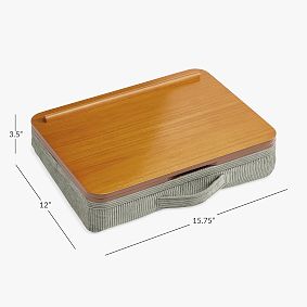 Adjustable Corduroy Lapdesk with Storage-Dusty Olive