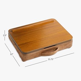 Adjustable Faux Leather Lapdesk with Storage-Caramel