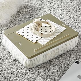 Faux-Fur Super Storage Lapdesk - Blush Leopard