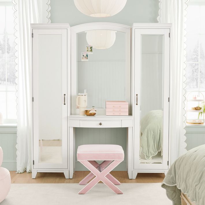 Hampton Vanity Desk with Mirrored Towers (66